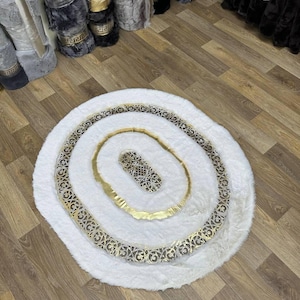 Luxury White Gold Plush Area Rug | Non Slip Rug | Shaggy Rug | Luxury Soft Rug | Faux Fur Rug | Office Plush Rug | Unique Soft Plush Rug