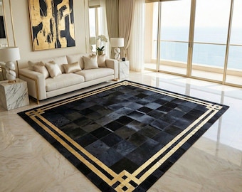 Natural Cowhide Hallway Rug | Large Pile Leather Area Rug | High Quality Cowhide Rug | Special Gift Rug | Comfortable Natural Decor