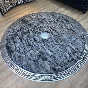 Luxury Sheepskin Area Rug, Soft Leather Rug - Scandinavian Rug, Office Rug - Hair On Hide - Round Sheepskin Rug - Home Decor - Unique Carpet
