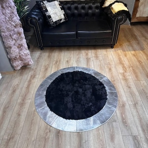 Handmade Luxury Sheepskin Round Rug, Soft Leather Rug, Scandinavian Rug, Office Rug, Hair On Hide - Sheepskin Rug, Home Decor, Unique Carpet