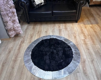 Alfombra redonda de piel de oveja hecha a mano: cuero suave, estilo escandinavo
