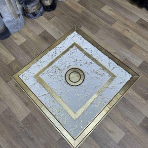 Handmade White and Gold Faux Fur Rug, Soft Rug, Shaggy Rug | Elegant Shaggy Rug, Room Decor | Cozy Living Room Rug | Faux Rug Home Decor