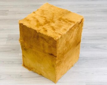 Luxury Handmade Goatskin Ottoman | Side Table | Bedside Stool | Hair on Hide Furniture | Cozy Home & Living Decor table, Bedside Table