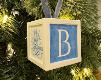 Custom Baby Block Ornament: First Christmas Keepsake