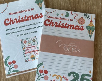 Compte à rebours pour Noël, Bloc-notes de Noël, Bloc-notes de vacances, Papeterie de vacances, Cahiers d'hiver, Papeterie de Noël, Imprimé vacances