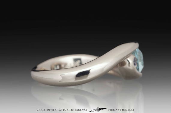 Stainless Steel Ring with Blue Jade Inlay - Christopher Taylor Timberlake  Fine Art Jewelry