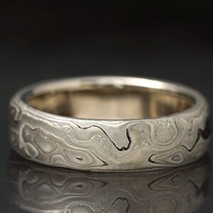 Etched Mokumé Gane Ring - Sterling Silver, Shakudo and Kogane