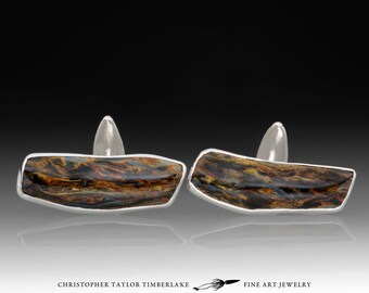 Sterling Silver Pietersite Cufflinks