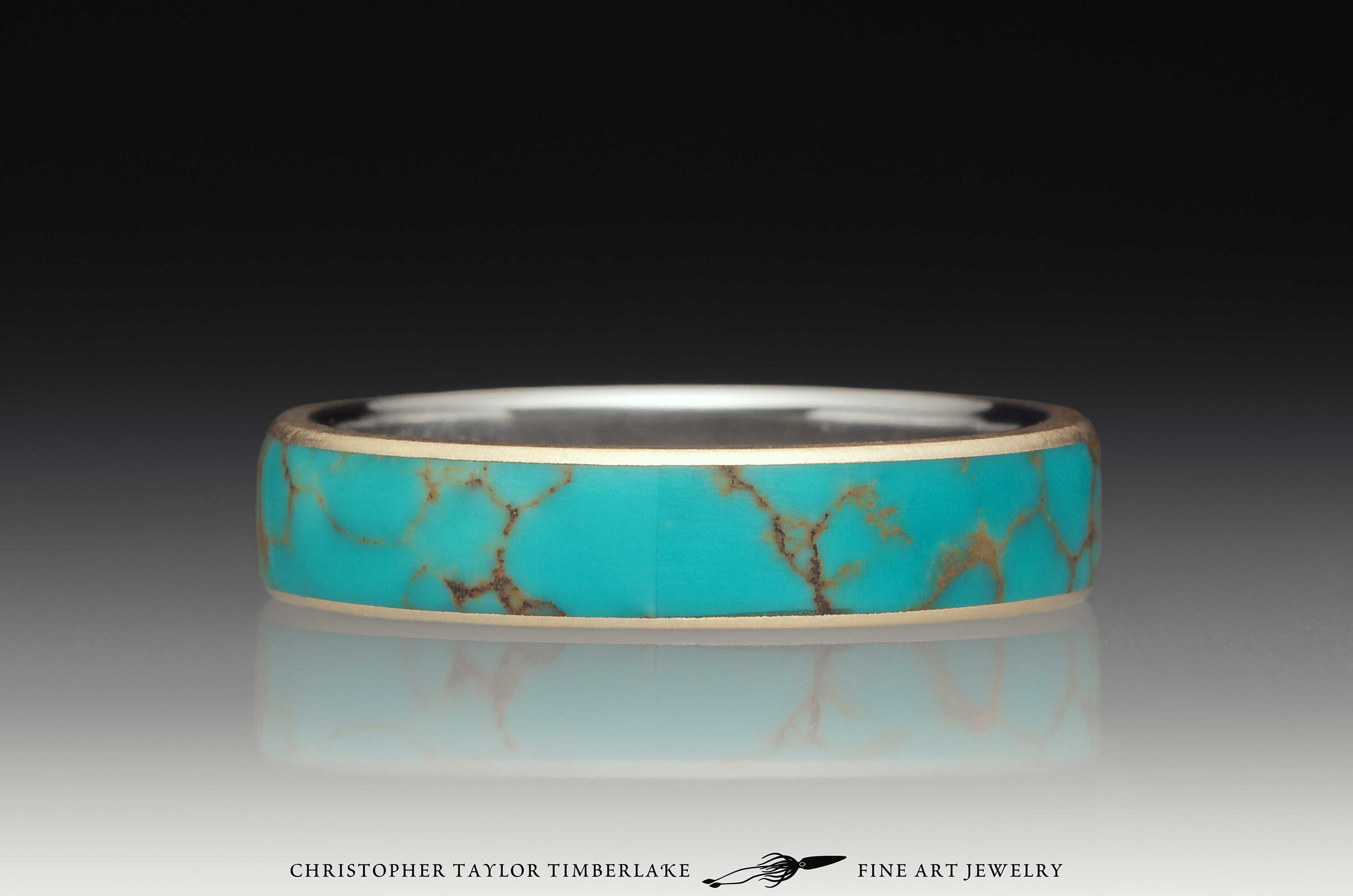 Turquoise Inlay Ring With 14K Yellow Gold - Etsy