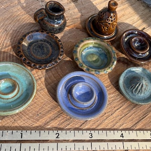 Mini One of a kind Handmade Miniature Ceramic Pottery, pie plate, chip and dip, luminary, price is for one item