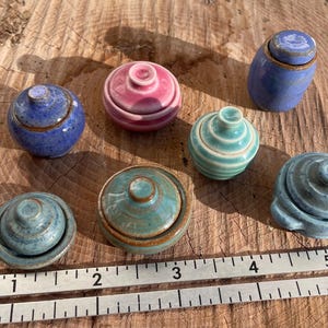 Mini Lidded pot Handmade Ceramic Pottery, Miniature Jar, miniature casserole dish, cookie jar, honey pot, price is for one item