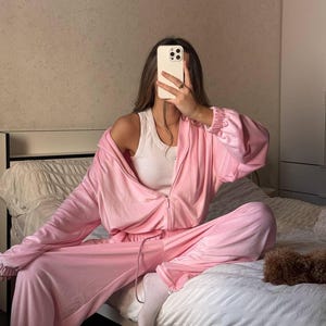 Velour Tracksuit Women Oversized Lounge Set | Cozy 2 Piece Jogger Set Hoodie Pants | Pink Grey Brown Loungewear | Fall Outfit, Sportswear