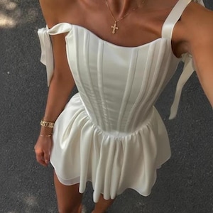 white coquette dress The Pearled – Ella Bella RoZio 97% Polyester Harajuku Korean Style Coquette White