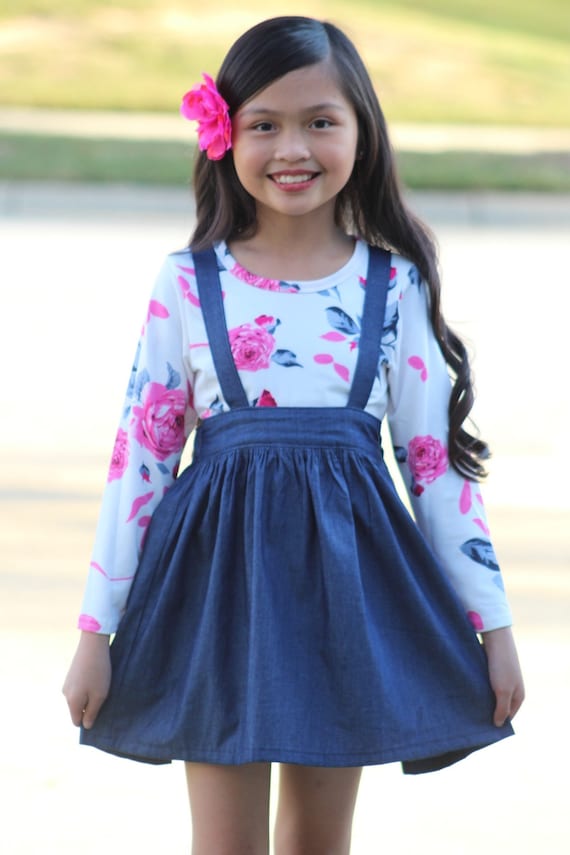 denim suspender skirt
