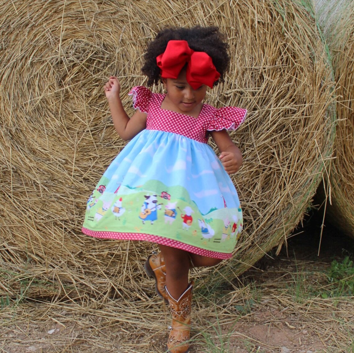 Farm Girl Dress Farm Animal Dress Farm Animal Birthday Etsy