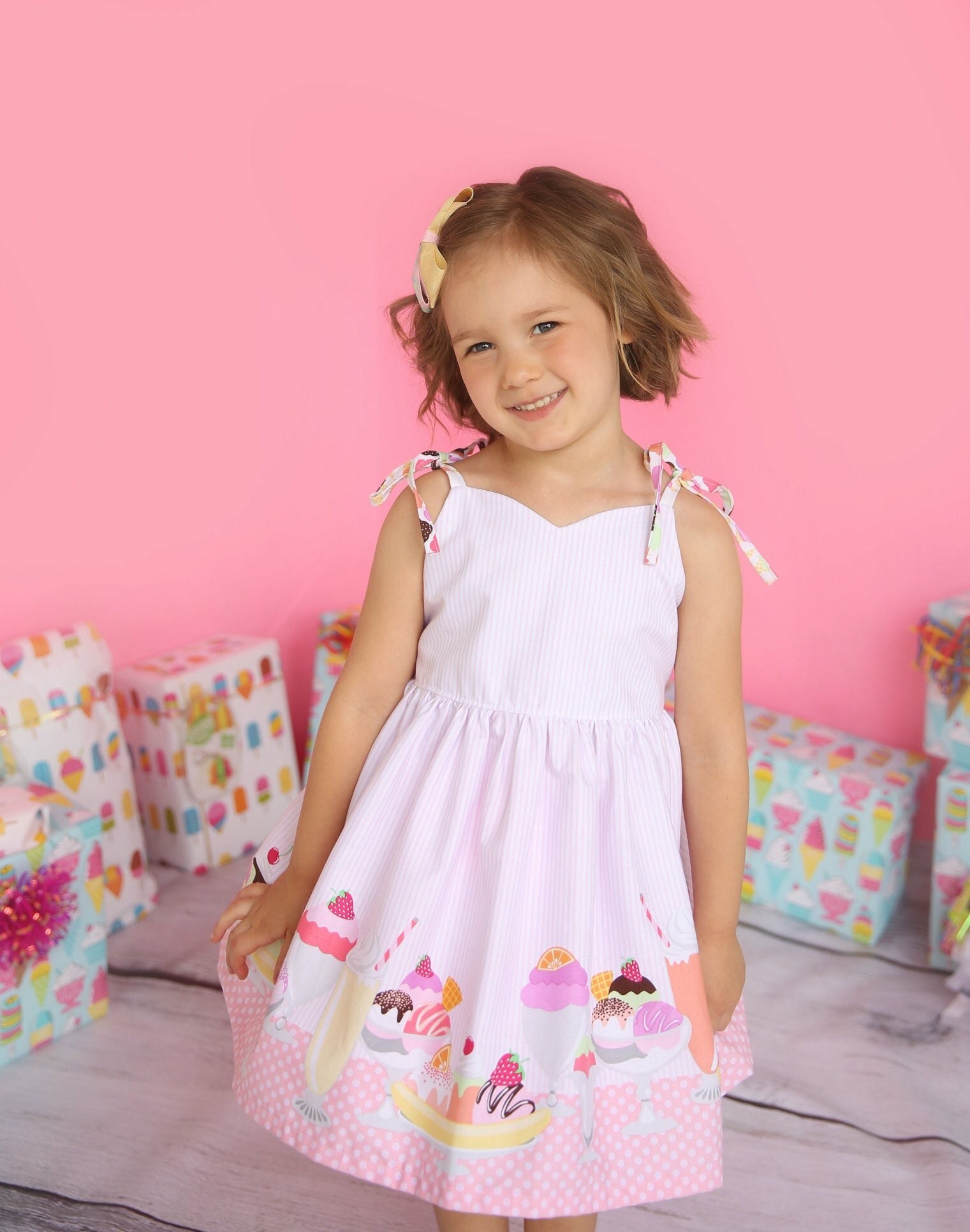 Girls Ice Cream Dress Girls Birthday Dress Girls Ice Cream Etsy