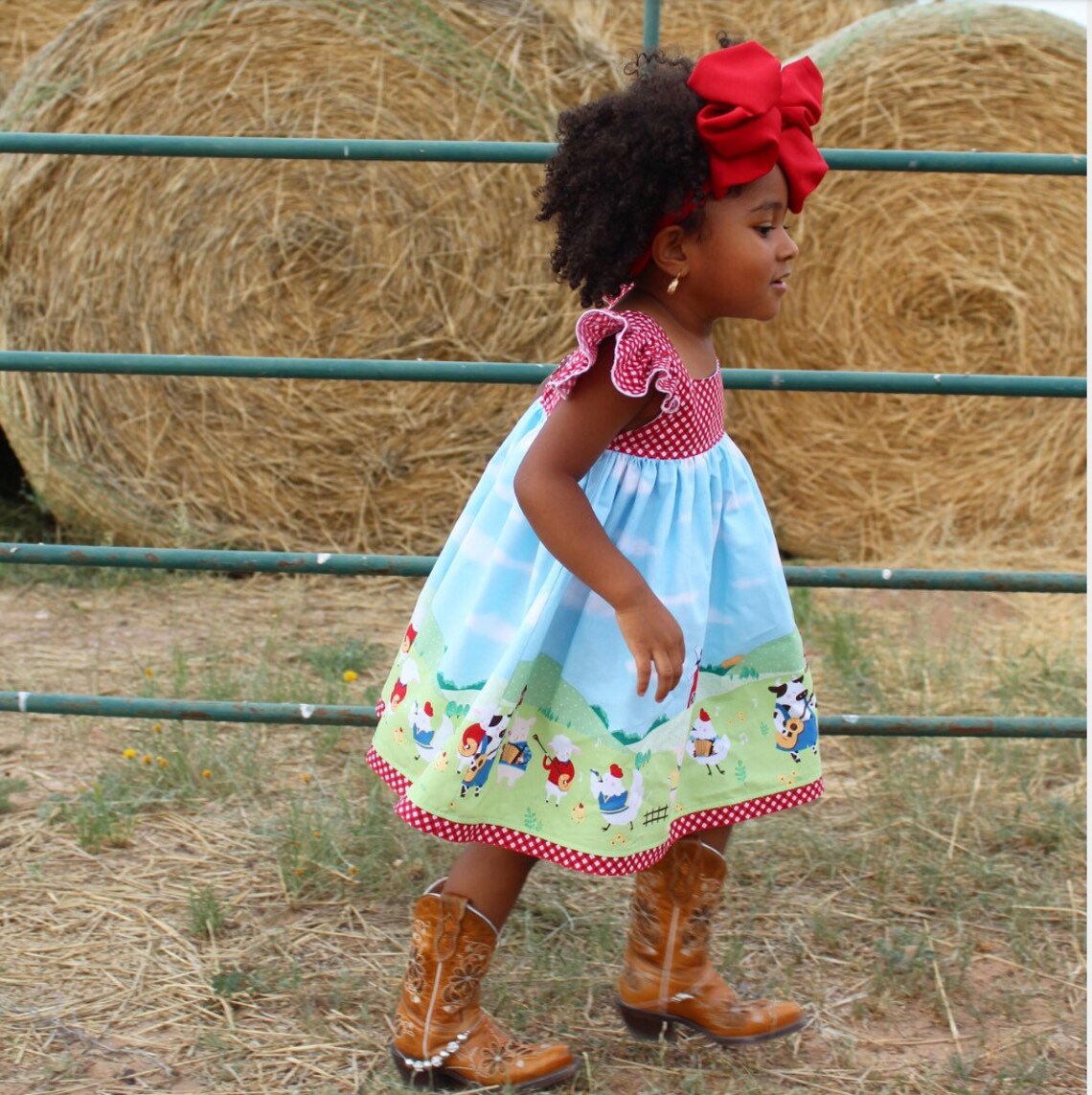 Farm Girl Dress Farm Animal Dress Farm Animal Birthday Etsy