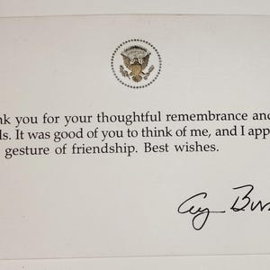 PobedaStill.Offizielle Dankeskarte des Weißen Hauses. Von George Bush unterzeichnet