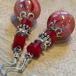 Red Shamballa Dangle Earrings Valentines Day
