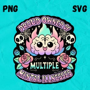 Fier propriétaire de plusieurs maladies mentales, SVG, sublimation, téléchargement numérique, saison fantasmagorique, céleste, modèle sans couture