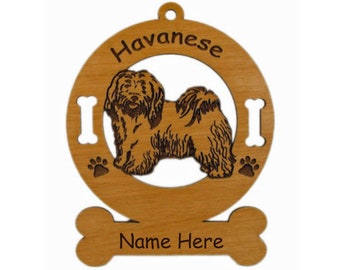 3345 Havanese Standing Dog Ornament Personalized with Your Dog's Name