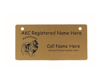 Keeshond Crate Tags - Choice of 2 Designs- Personalized with Your Dog's Name