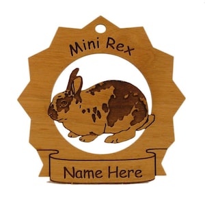 Mini Rex Rabbit Wood Ornament Personalized with Your Rabbit's Name
