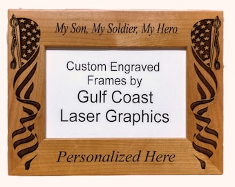 Patriotic Picture Frame with Military Theme Personalize for Your Family/'s Hero