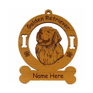 3257 Golden Retriever Head Dog Ornament Personalized with Your Dog's Name