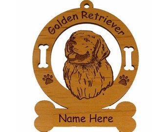 3257 Golden Retriever Head Dog Ornament Personalized with Your Dog's Name