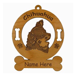 Chihuahua Head Wood Dog Ornament Personalized with Your Dog&#39;s Name 2110