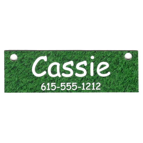 Green Grass Design 1.25 x 4 Inch Crate Tag Personalized with Your Dog's Name