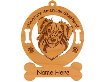 3551 Miniature American Shepherd Dog Ornament Personalized with Your Dog's Name