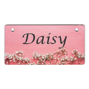 Baby's Breath on Pink Design Crate Tag Personalized with Your Dog's Name Free Shipping image 1