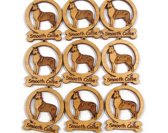 9 Mini Smooth Collie Dog Ornaments