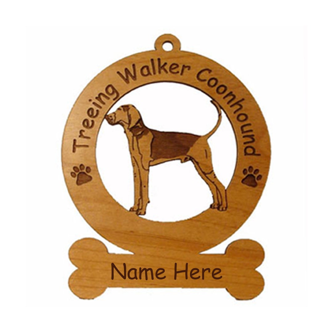 Personalized Treeing Walker Coonhound Ornament: Laser Engraved Alder ...