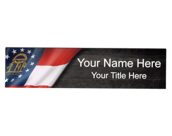 2 x 8 Georgia State Flag Design Name Plate Personalized with Up to 2 Lines of Text