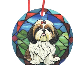 Adorno holográfico con diseño de Shih Tzu