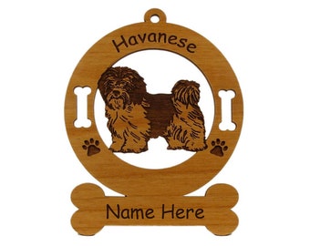 3346 Havanese Standing 2 Dog Ornament Personalized With Your Dog's Name