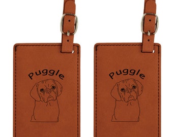 Puggle Head Leatherette Luggage Tag 2 Pack L3763