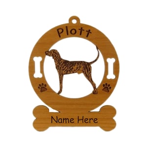 Plott Standing Dog Wood Ornament Personalized with Your Dog&#39;s Name 3711