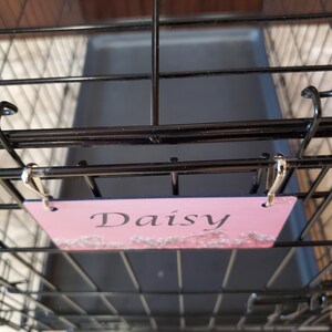 Baby's Breath on Pink Design Crate Tag Personalized with Your Dog's Name Free Shipping image 6