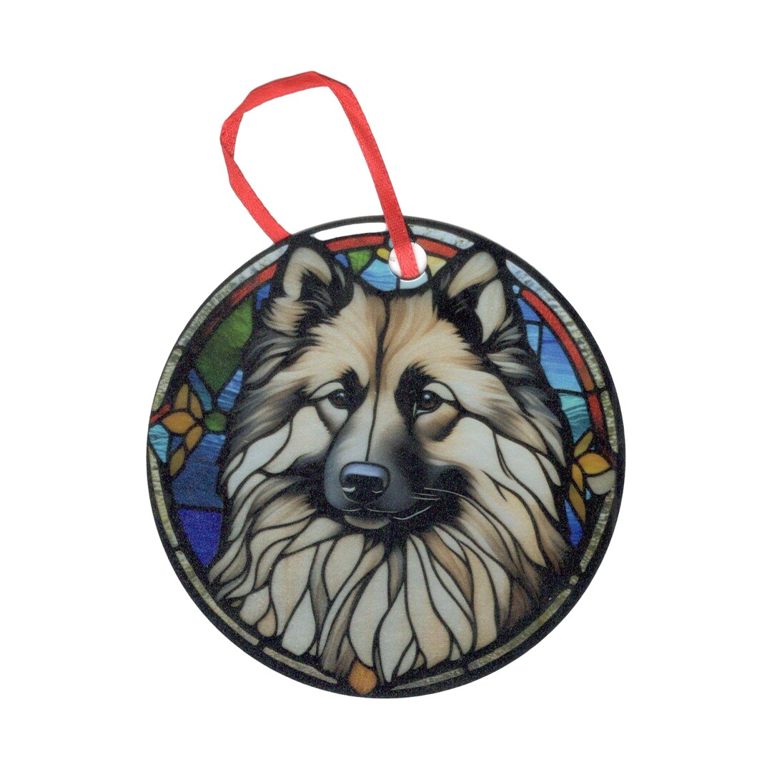 Keeshond Stained Glass Design Holographic Ornament - Etsy