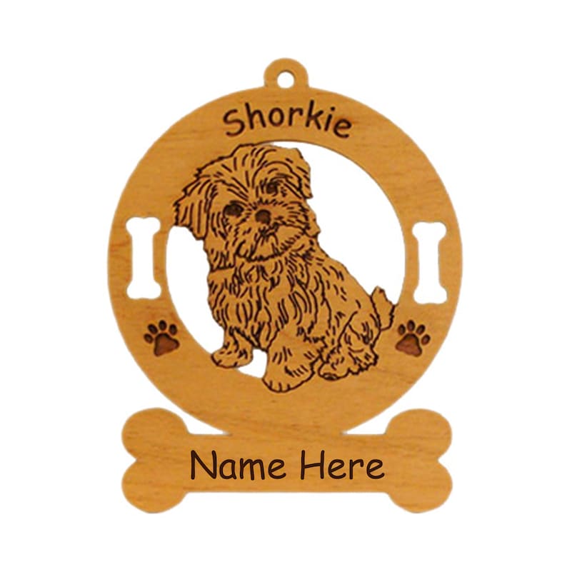 3972 Shorkie Sitting Personalized Dog Ornament Personalized image 0