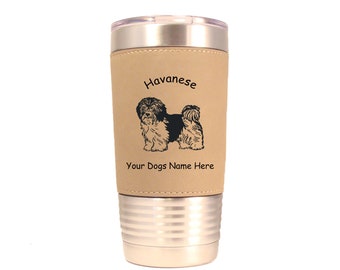 3345 Havanese Dog Standing  20oz Polar Camel Tumbler with Lid Personalized with Your Dog's Name - Available in 4 Colors