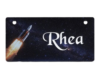 Rocket Ship in Space Design Dog Crate Tag Personalized with Your Dog's Name