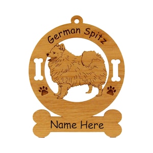 German Spitz Standing Ornament Personalized with Your Dog&#39;s Name 3230