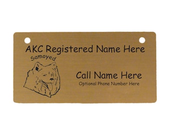 Samoyed Dog Crate Tags Choice of 3 Designs Personalized with Your Dog's Name