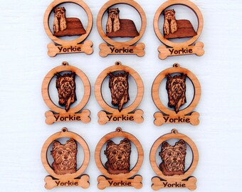 9 Mini Yorkie Dog Ornaments