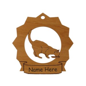 Cat Feeding Wood Ornament Personalized with Your Cat&#39;s Name 7000